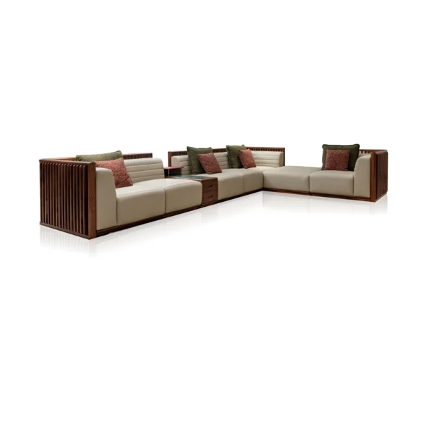 DYHwood Teak Leather Modular Corner Sofa SF917